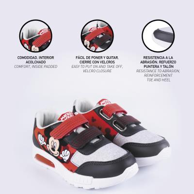 Deportiva Suela Pvc Con Luces Elásticos Mickey Rojo