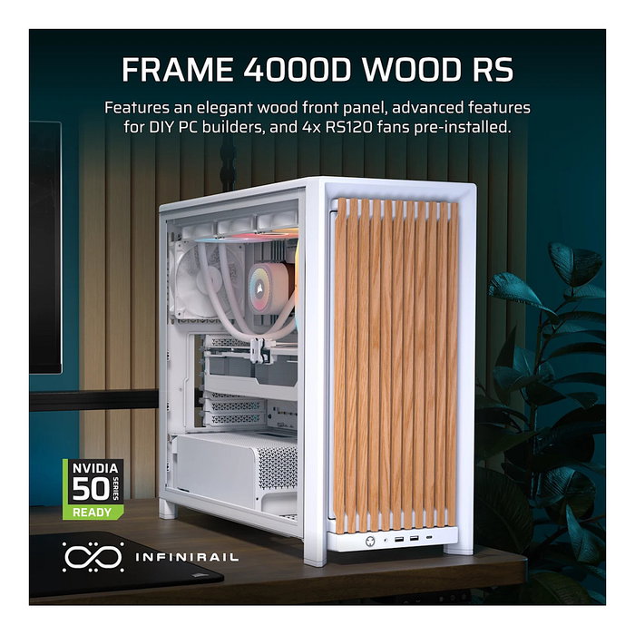 Corsair FRAME 4000D WOOD RS Mid-Tower Blanco/Roble