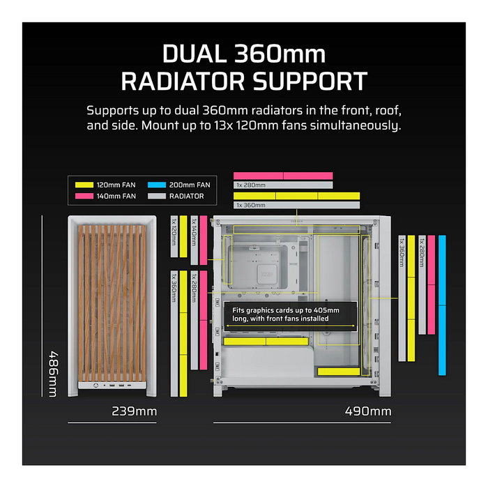 Corsair FRAME 4000D WOOD RS Mid-Tower Blanco/Roble