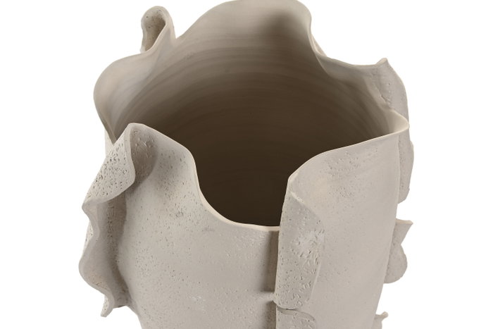 DKD Home Decor Jarrón de Cerámica Blanco Orgánico Artesanal