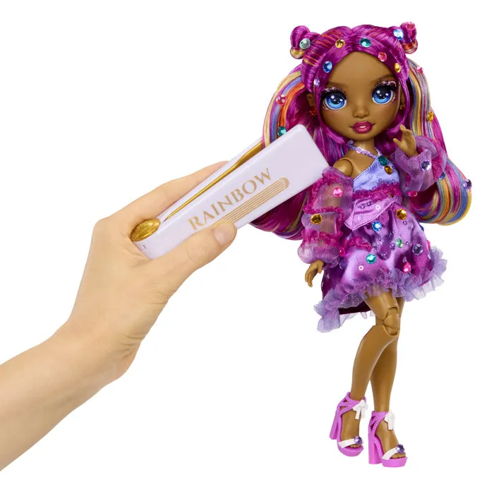 Rainbow High Muñeca de moda Be Dazzling Noemie Violette 28 cm con piedras preciosas brillantes y accesorios