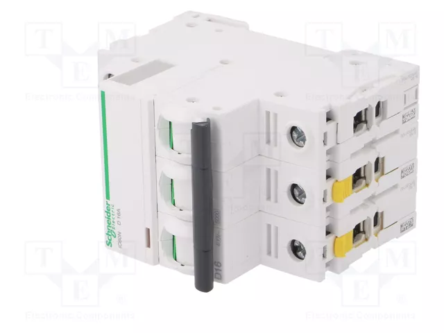 SCHNEIDER ELECTRIC Interruptor magnetotérmico iC60N 16A 3 polos Caract D SCHNEIDER ELECTRIC Interruptor magnetotérmico iC60N 16A 3 polos Caract D