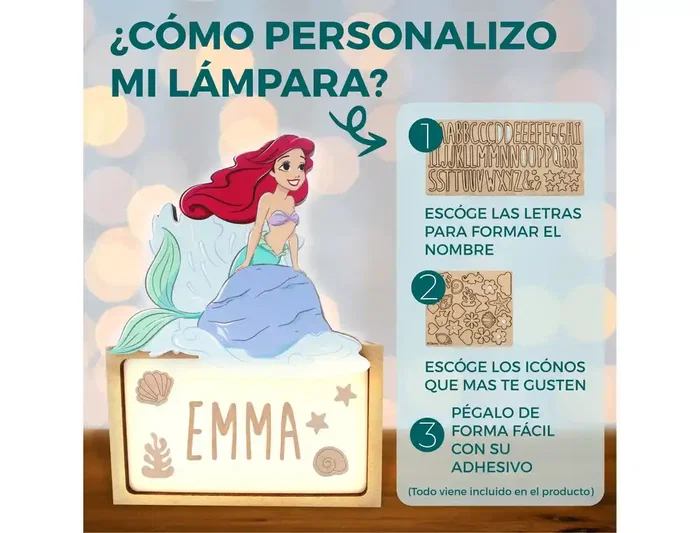 Wondee Lámpara de Madera Ariel Personalizable, Luz LED con Batería, Flujo Luminoso 60 Lúmenes