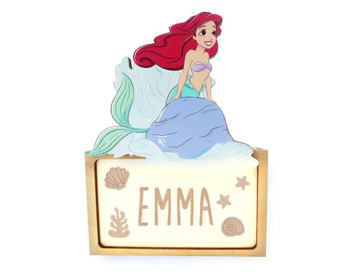 Wondee Lámpara de Madera Ariel Personalizable, Luz LED con Batería, Flujo Luminoso 60 Lúmenes
