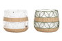 DKD Home Decor Cesta de Fibra de Poliéster, Pack de 2, Verde y Blanco