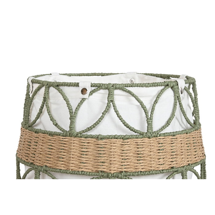 DKD Home Decor Cesta de Fibra de Poliéster, Pack de 2, Verde y Blanco