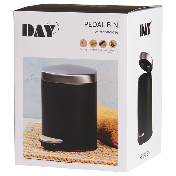 Day Cubo Basura Acero Inoxidable 5 L con Pedal y Tapa Antihuellas Cierre Suave Day Cubo Basura Acero Inoxidable 5 L con Pedal y Tapa Antihuellas Cierre Suave