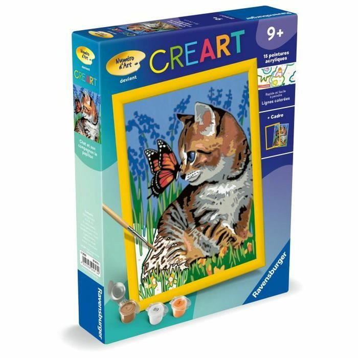 Ravensburger CreArt Kids Kit de Pintura por Números Gato y su Compañera la Mariposa 18x24cm