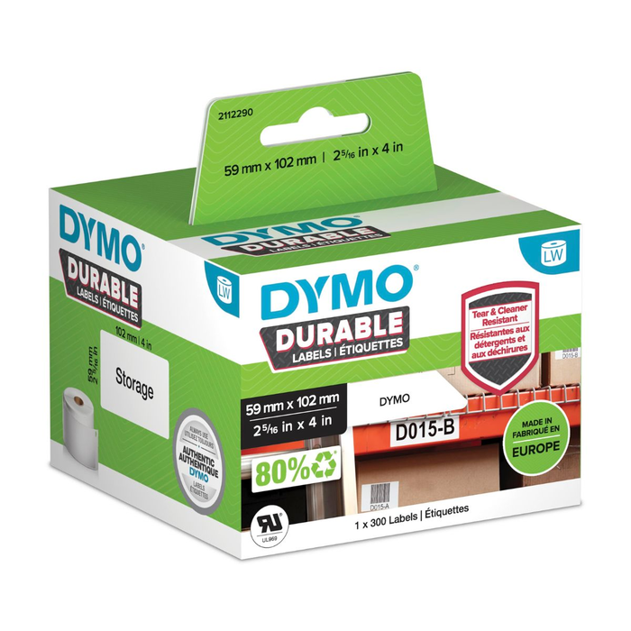 Dymo Etiqueta Durable Blanca 59mm x 102mm (300 unidades)