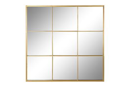 Espejo de pared DKD Home Decor Dorado Cristal Hierro Ventana 90 x 2 x 90 cm 90 x 1,8 x 90 cm