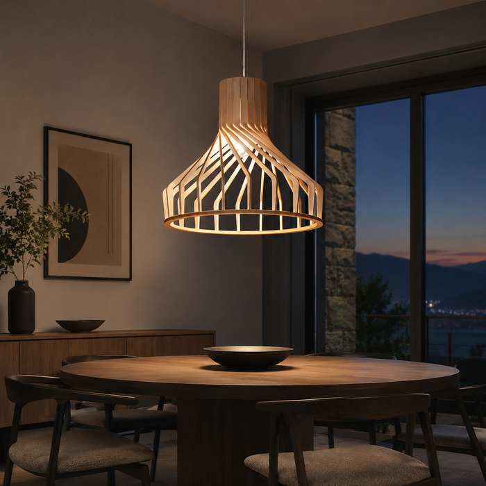 MIMAX LIGHTING Lámpara Colgante Bio de Madera con Casquillo E27 MIMAX LIGHTING Lámpara Colgante Bio de Madera con Casquillo E27