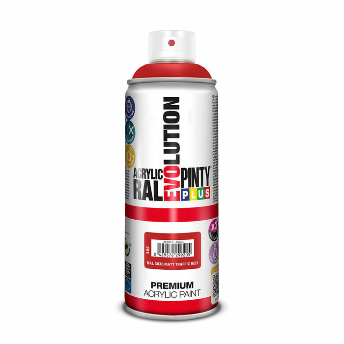 Pinty Plus Pintura Acrílica Spray Evolution RAL 3020 Traffic Red Mate 520 cc