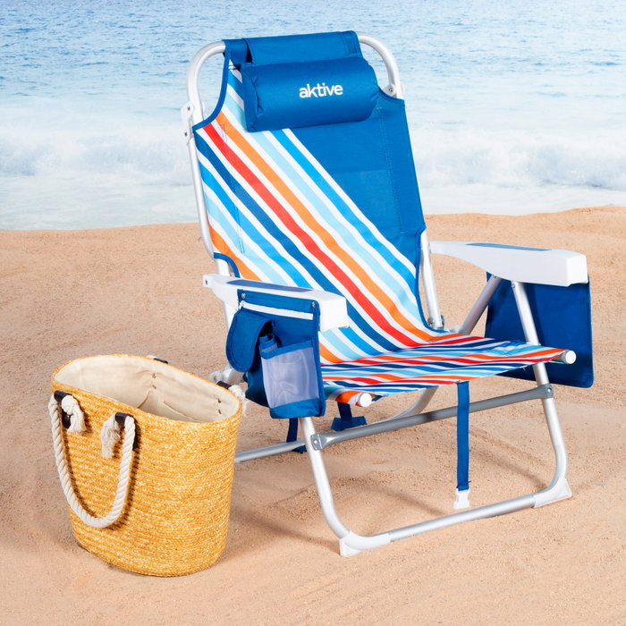 Aktive Silla de Playa Plegable con Mochila y Cojín