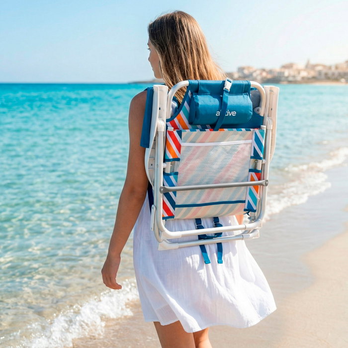 Aktive Silla de Playa Plegable con Mochila y Cojín
