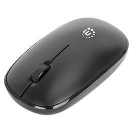 MANHATTAN Ratón Óptico Inalámbrico MW3050, Negro, 3 Botones, Rueda, 1200 DPI, 2.4 GHz, Alcance 10m, USB, Ambidiestro, Pilas AA Incluidas, 3 Años Garantía