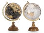 Giftdecor Globo Terráqueo Decorativo 15 cm - Surtido en Blanco, Oro y Negro, Madera, Plástico y Hierro, Dimensiones 18x28.5x16.5 cm (Set de 8)