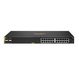 Hewlett Packard Enterprise HPE Aruba 6100 Switch de Capa 2 - 24 Puertos Gigabit PoE+ (370W Clase 4) con 4 Uplinks SFP+ 1/10GbE para Oficinas y Redes Empresariales