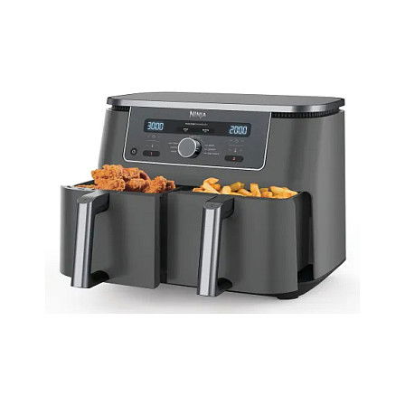Ninja DZ400EU Freidora de Aire Caliente de Doble Zona, 9.5L, 4kg de Capacidad, 240°C, Gris
