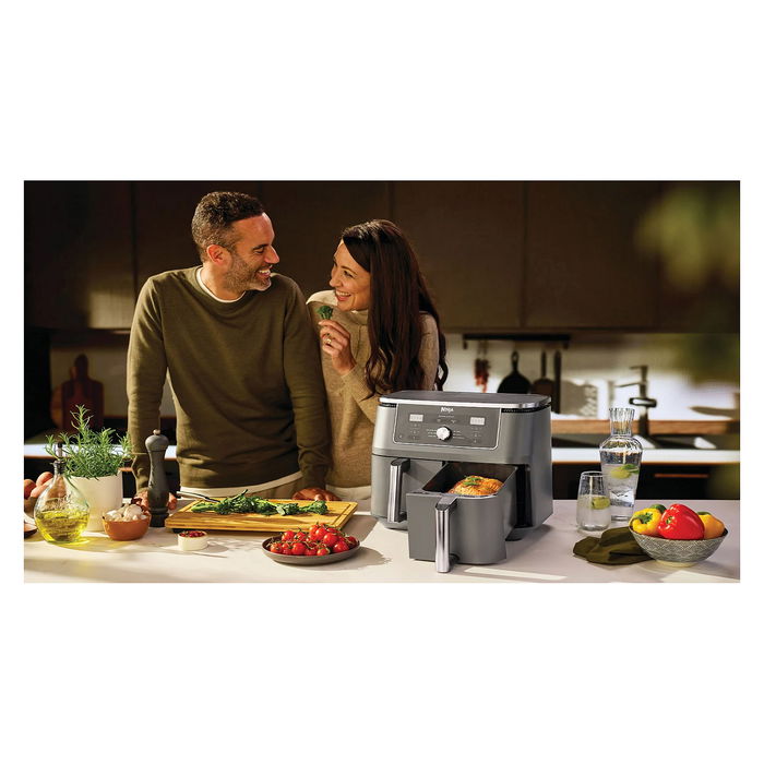 Ninja DZ400EU Freidora de Aire Caliente de Doble Zona, 9.5L, 4kg de Capacidad, 240°C, Gris