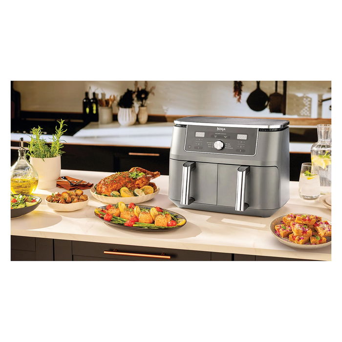 Ninja DZ400EU Freidora de Aire Caliente de Doble Zona, 9.5L, 4kg de Capacidad, 240°C, Gris