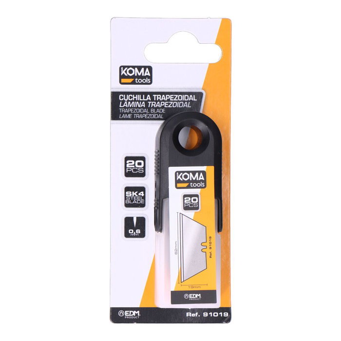 Koma Tools Cuchillas de Recambio para Cúter 91016 Trapezoidales - Set de 20 Koma Tools Cuchillas de Recambio para Cúter 91016 Trapezoidales - Set de 20