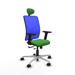 PIQUERAS Y CRESPO Silla de oficina Motilla con mecanismo Sincro/Traslack, Verde y Azul