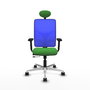 PIQUERAS Y CRESPO Silla de oficina Motilla con mecanismo Sincro/Traslack, Verde y Azul