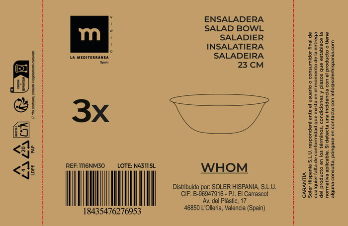 La Mediterranea Ensaladera Opal Whom MD 23cm