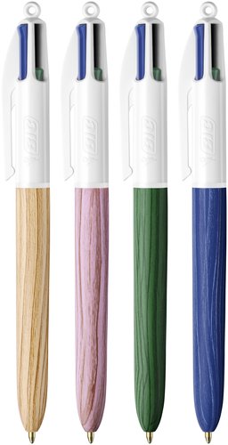 Boligrafo De 4 Colores Bic Wood (Set de 12) Boligrafo De 4 Colores Bic Wood (Set de 12)