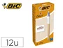 Bic Bolígrafo 4 Colours Wood Style, Caja de 12 Unidades, 4 Colores, Punta Media 1 mm Retráctil