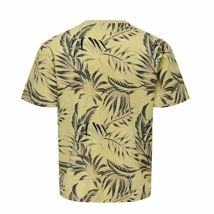 Camiseta de Manga Corta Hombre Only & Sons Onskash Reg Leaf Aop Dorado