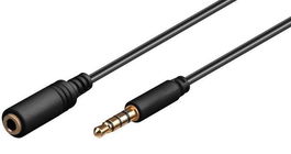 MicroConnect Cable de extensión Minijack 3.5mm slim, 5m para audio y auriculares con micrófono