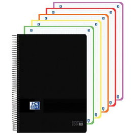 Oxford Cuaderno Europeanbook 5 Live&Go A4+ 120H 5x5, Tapa Plástico, Set de 5 Unidades - Negro, Azul, Aqua, Verde, Malva, Sandía (Set de 5)