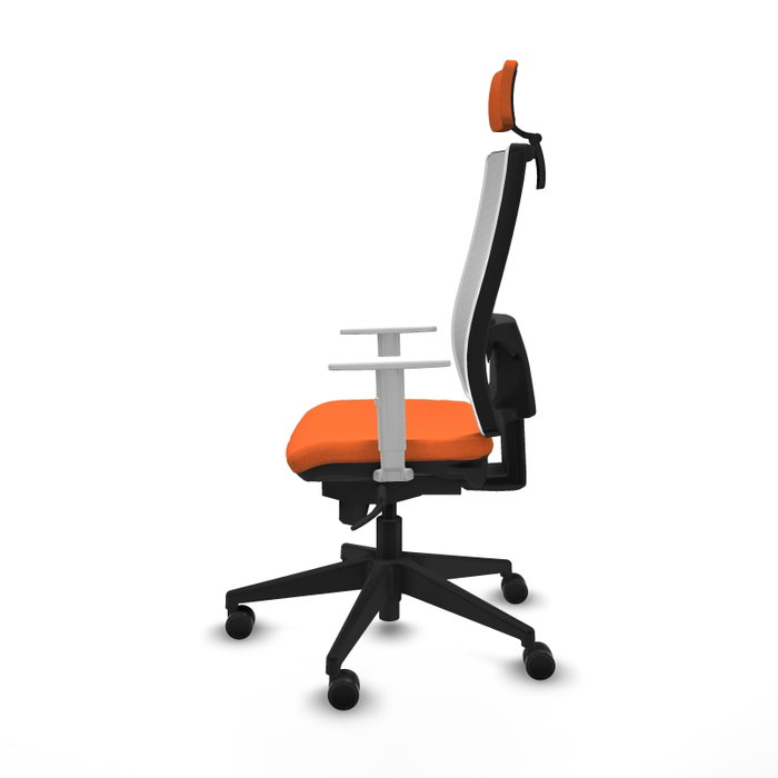 PIQUERAS Y CRESPO Silla de oficina Horna Naranja con respaldo de malla Blanco