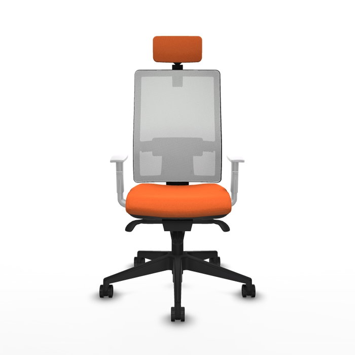 PIQUERAS Y CRESPO Silla de oficina Horna Naranja con respaldo de malla Blanco