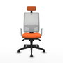 PIQUERAS Y CRESPO Silla de oficina Horna Naranja con respaldo de malla Blanco