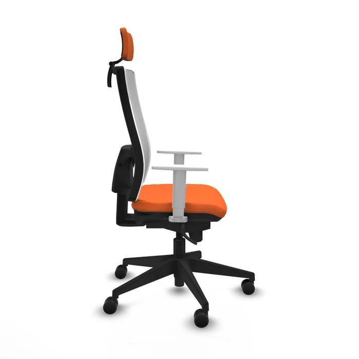PIQUERAS Y CRESPO Silla de oficina Horna Naranja con respaldo de malla Blanco