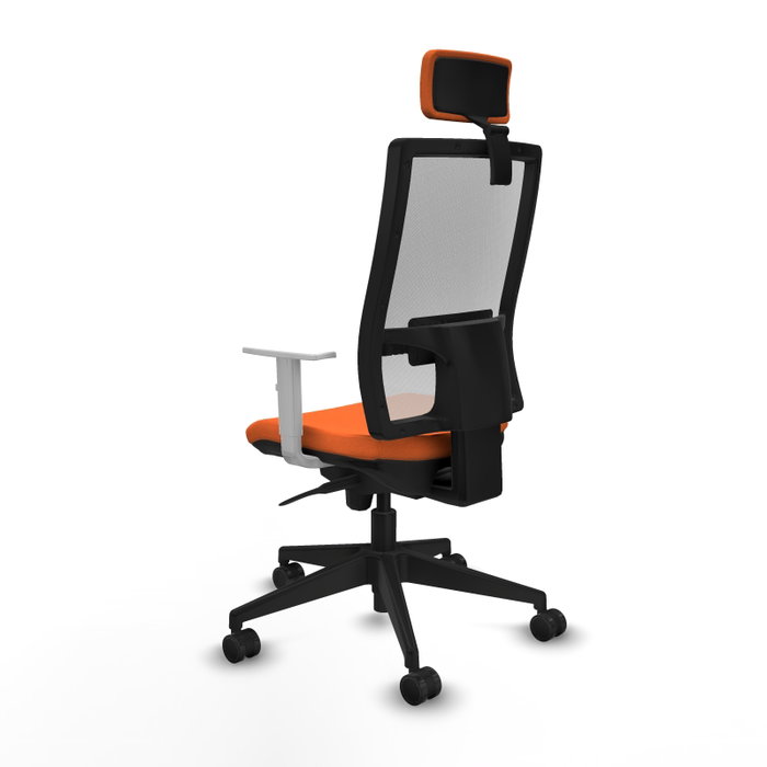 PIQUERAS Y CRESPO Silla de oficina Horna Naranja con respaldo de malla Blanco