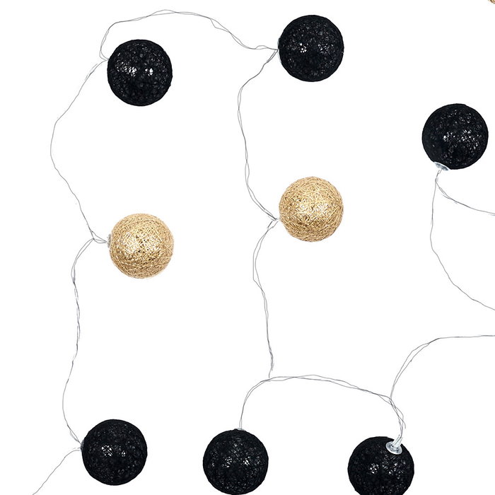 Home Deco Factory Guirnalda Luz 15 Led Negro y Dorado, Conexión Usb, Ideal para Decoración