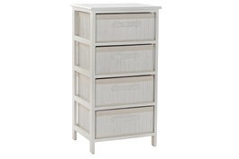 DKD Home Decor Cajonera de Bambú y Paulownia Blanca de 4 Cajones