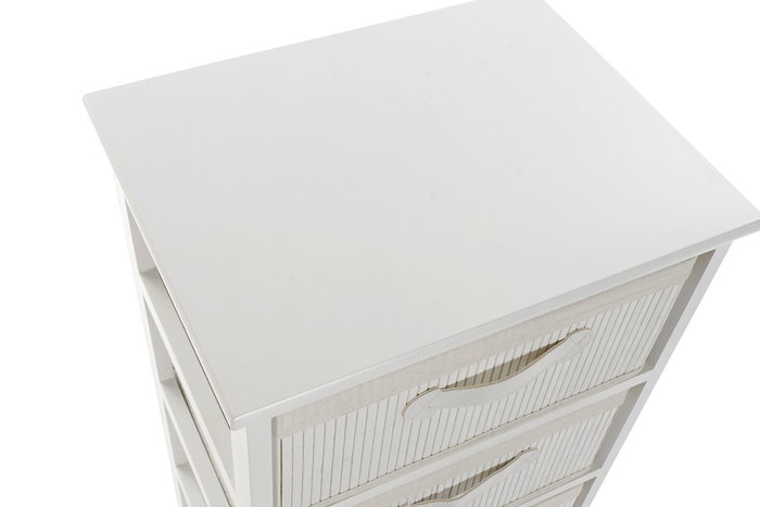 DKD Home Decor Cajonera de Bambú y Paulownia Blanca de 4 Cajones
