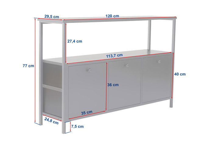 Nordure Consola Pino Atlántico Negro 120x77x29.5 cm