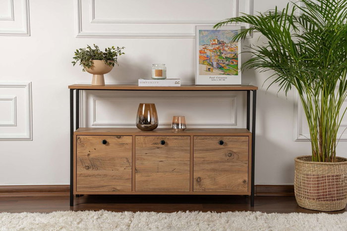 Nordure Consola Pino Atlántico Negro 120x77x29.5 cm