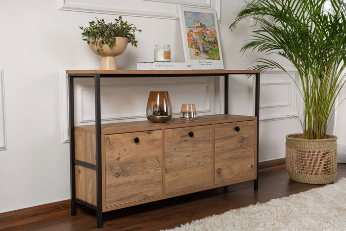 Nordure Consola Pino Atlántico Negro 120x77x29.5 cm