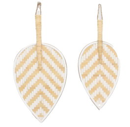 DKD Home Decor Set de 2 Decoraciones de Pared de Bambú Abanico, 27x2x55 cm