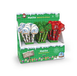 PRYSE Set de 36 Lápices con Goma de Borrar Diseños Navidad Surtidos