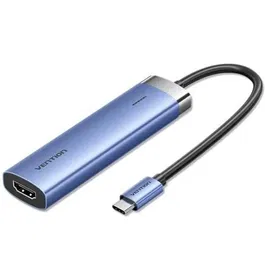 Vention TGESB Docking USB Tipo-C, 3xUSB 3.0, HDMI 4K 30Hz, USB Tipo-C PD 100W, Azul