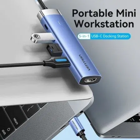 Vention TGESB Docking USB Tipo-C, 3xUSB 3.0, HDMI 4K 30Hz, USB Tipo-C PD 100W, Azul