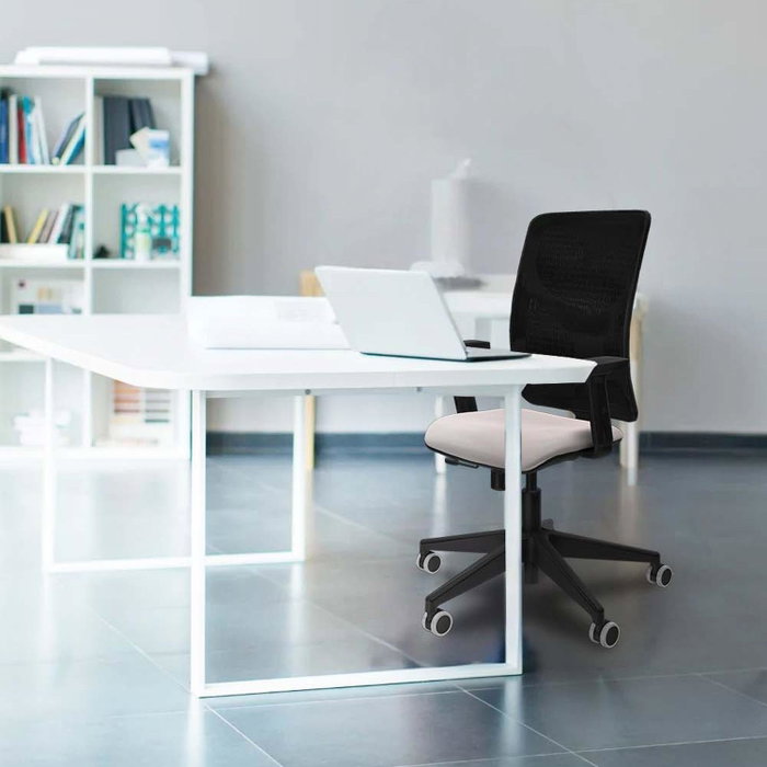 PIQUERAS Y CRESPO Silla de oficina Motilla con mecanismo Sincro/Traslack Blanco y Negro