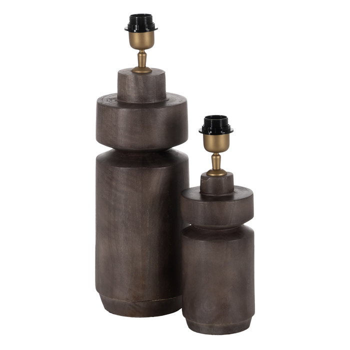 Base Lámpara Mesa Marrón Madera de Mango 16 X 16 X 40 cm